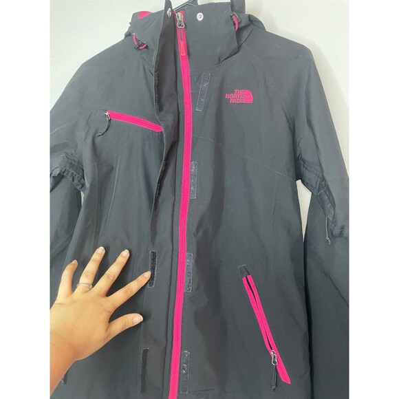 The North Face Waterproof Rain Jacket Women’s XS Black Pink Hooded Shell Venture - Picture 3 of 8